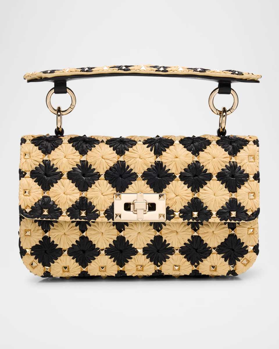 Rockstud Checkered Woven Shoulder Bag